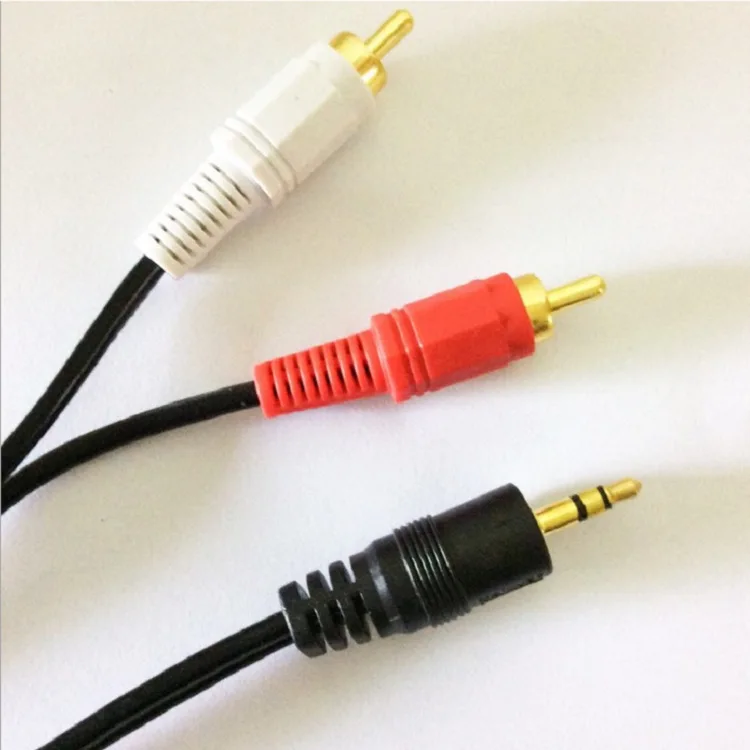 Kabel teratai audio tembaga murni PVC 1.5 meter 1/2, kabel teratai audio 3.5 ke 2