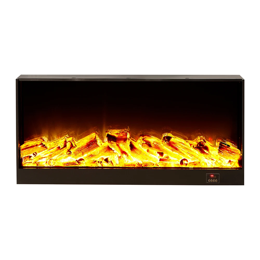 

Black Electric Fireplace Insert Built-In Wall Mounted Decorative Heater Home Indoor LED 3D Modern Smart 260-320 ft Adjustable