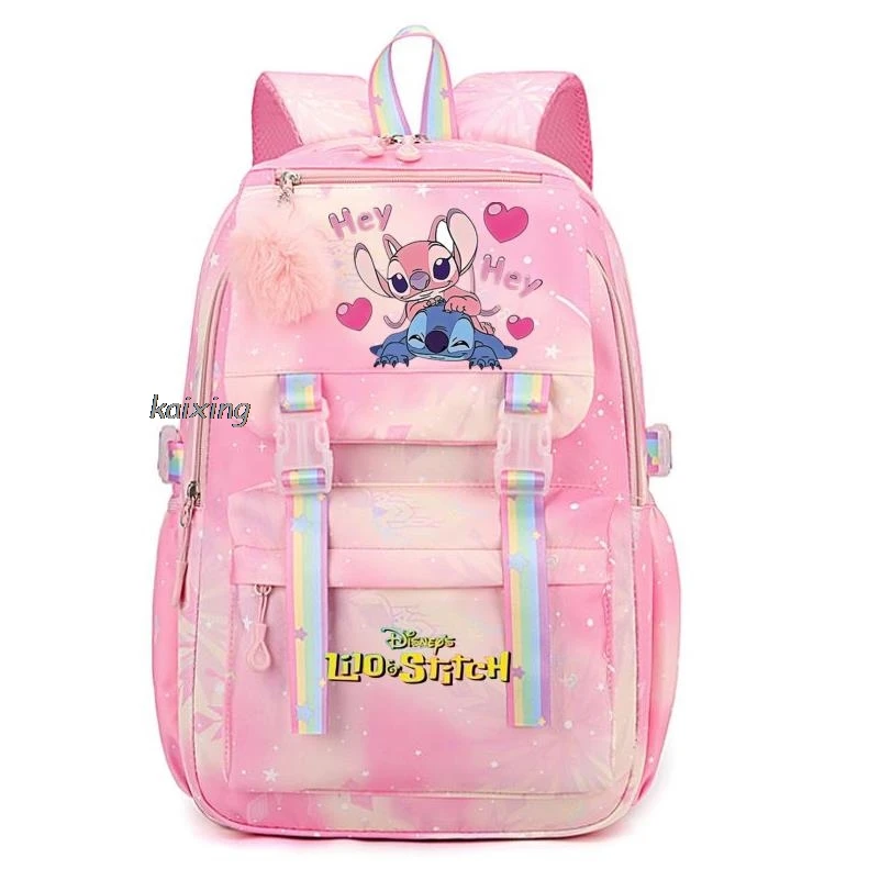 Fashion MINISO Disney Stitch Backpack Boys Girls Kids School Book Bags Women Bagpack Teenagers Canvas Laptop Travel Backpack