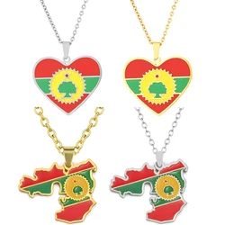Ethiopia Oromia Map Flag Pendant Necklace Stainless Steel For Women Men Gold Silver Color Charm Fashion Oromo Jewelry Gifts