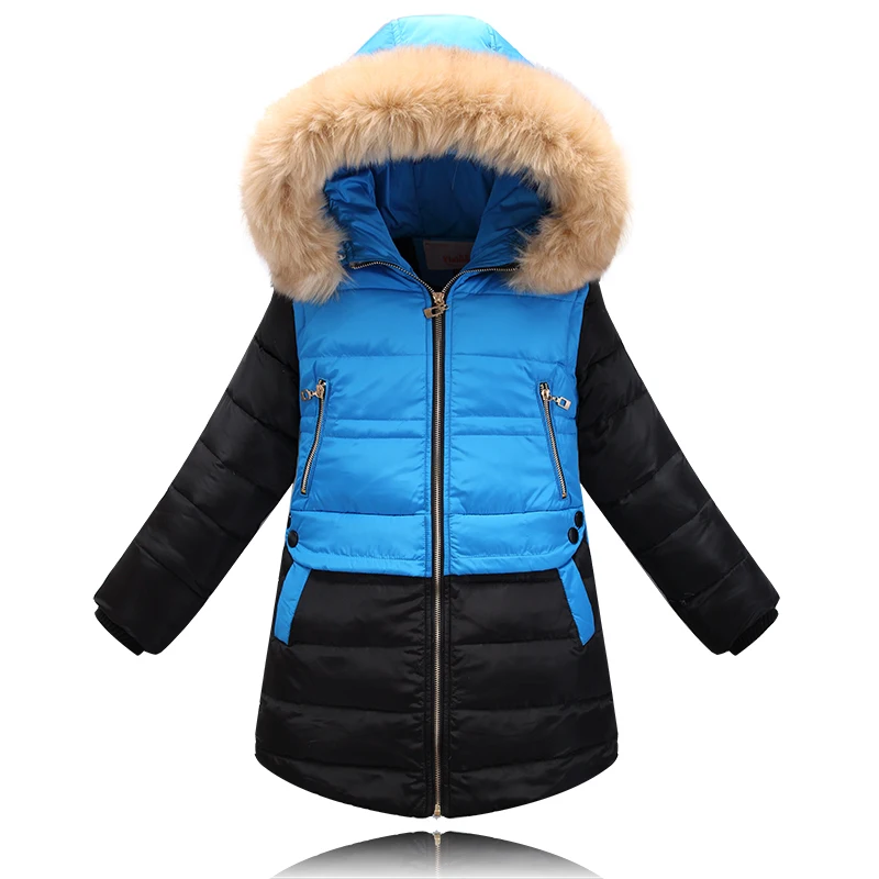 Winter Children Down Jackets Fashion New Style Girls Ourdoor Outerwear Warm Down Coats With big Fur Collar Size 140-160