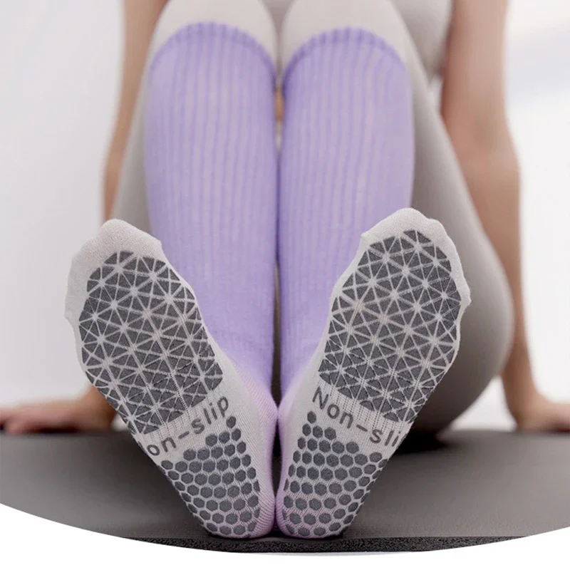 Chaussettes de Yoga en Coton et Silicone pour Femme, Accessoire de Haute Qualité, Pilates Grip, Hauteur du Genou