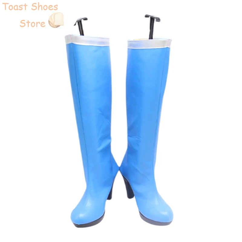 Ami Mizuno Cosplay Sapatos, Sapatos de couro PU, Botas de Carnaval de Halloween, Sailor Mercury Costume Props