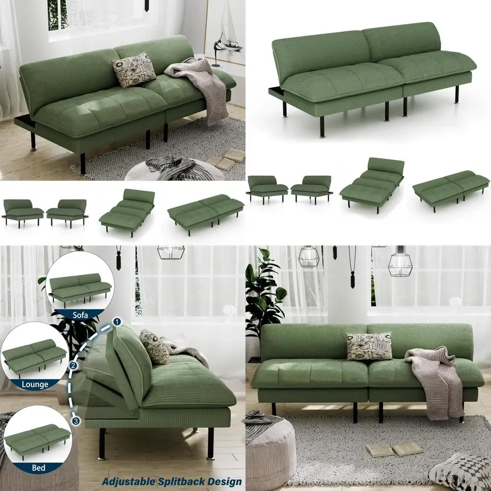 

"70 Inch Futon Sofa Bed: 4-in-1 Multi-Functional Couch Sleeper with Adjustable Backrest,
