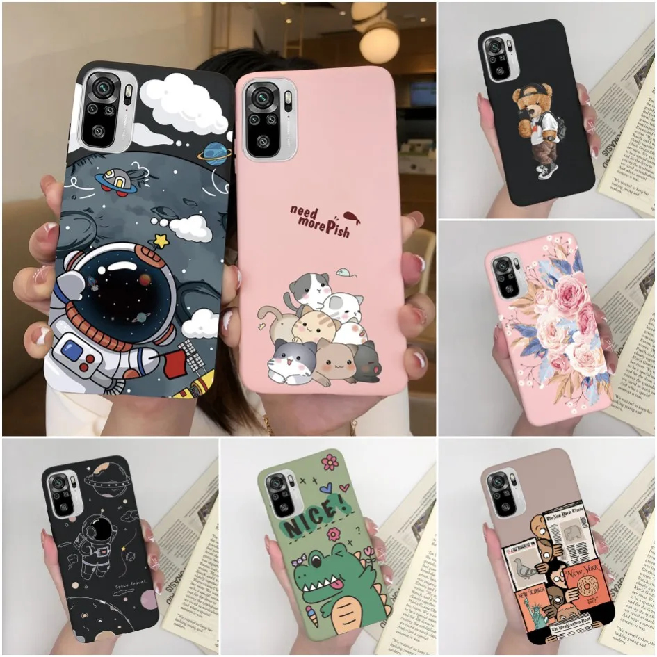 For Xiaomi Redmi Note 10 Pro Max Case Cactus Cool Bear Pilot Cartoon Soft Silicone Cover Redmi Note 10S Note10 S Note 10 Fundas