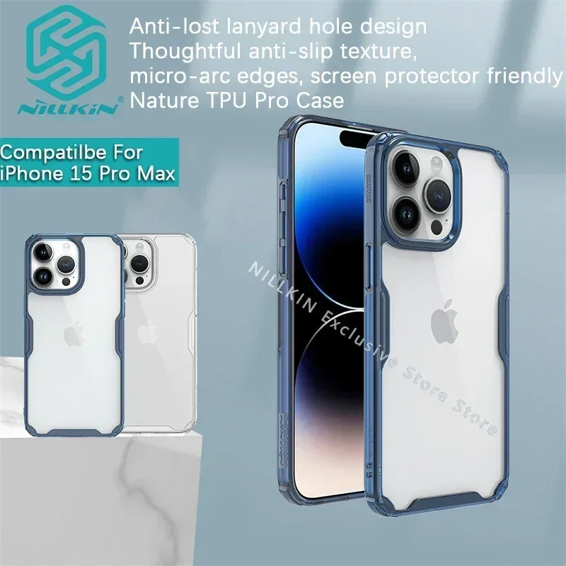 Capa Nillkin para iPhone 15 Pro Max/15 Plus Nature TPU Pro Case Capa protetora de telefone de alta transparência.