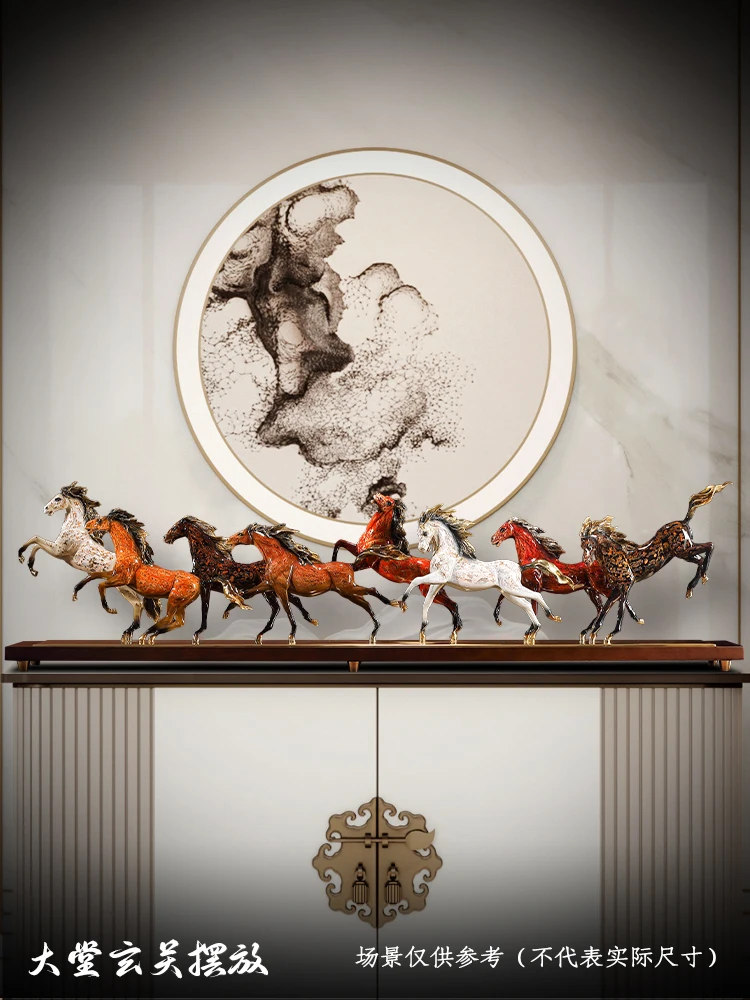 Brass lacquer Ba Jun Pentium horse ornament boss office entrance craft decoration housewarming gifts