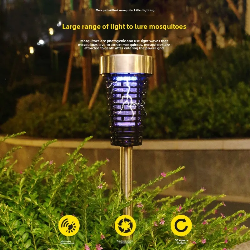 مصباح قاتل البعوض يعمل بالطاقة الشمسية، فناء مقاوم للماء، حديقة خارجية، طارد البعوض LED، مبيد حشري، ومصباح إغراء #3