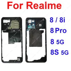 Middle Frame Housing For Realme 8i 8 8 Pro 8 8S 4G 5G Middle Frame Bezel Cover With/Without Side Button Camera Lens Cover Parts