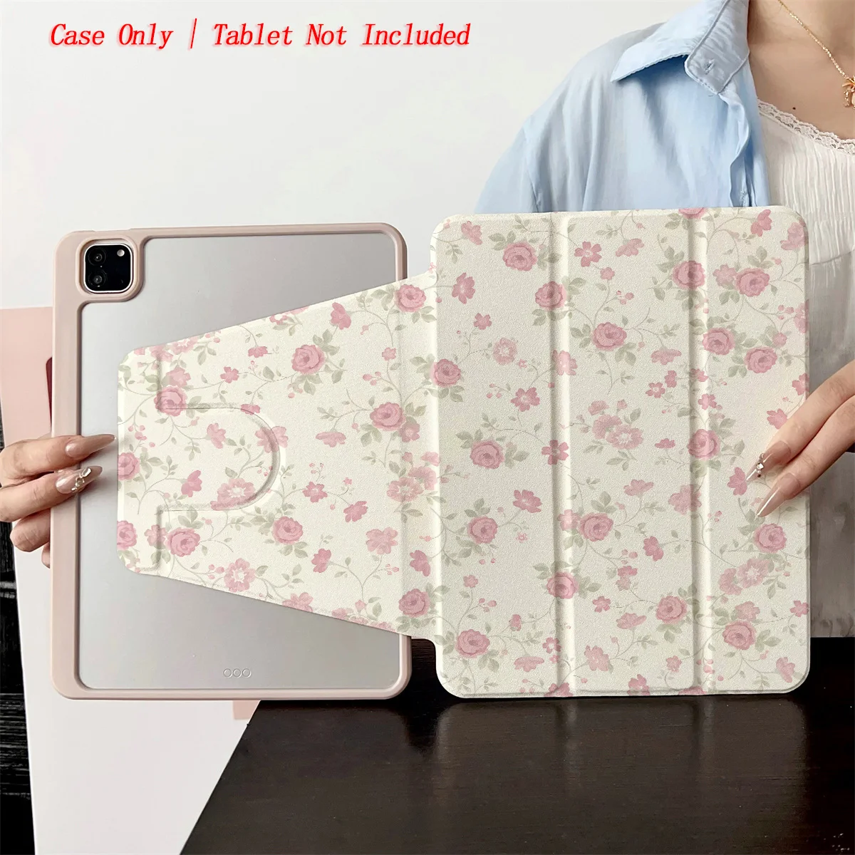 

White & Pink Small Flowers Pattern iPad Case for Pro 12.9 5th 4th Gen Air 3 9.7 Mini 5 7.9 Shockproof Silicone Bumper with Stand