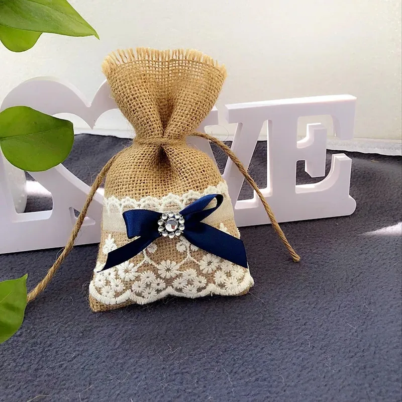 

Burlap Clutches Bridesmaids Wedding Gift Bags 50pcs/lot Wedding Party Decoration Supplies Baby Shower Favors
