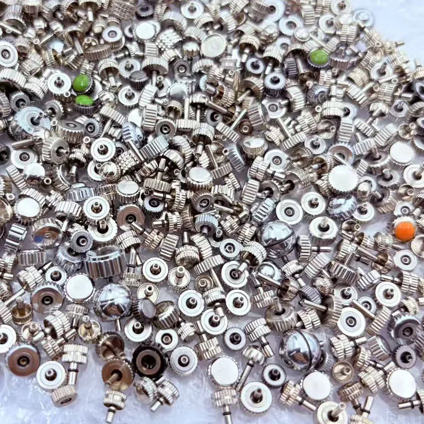 Watch Accessories, Steel Crowns, Various Sizes, Mixed Quartz, Mechanical Crowns, About 50 Pieces
