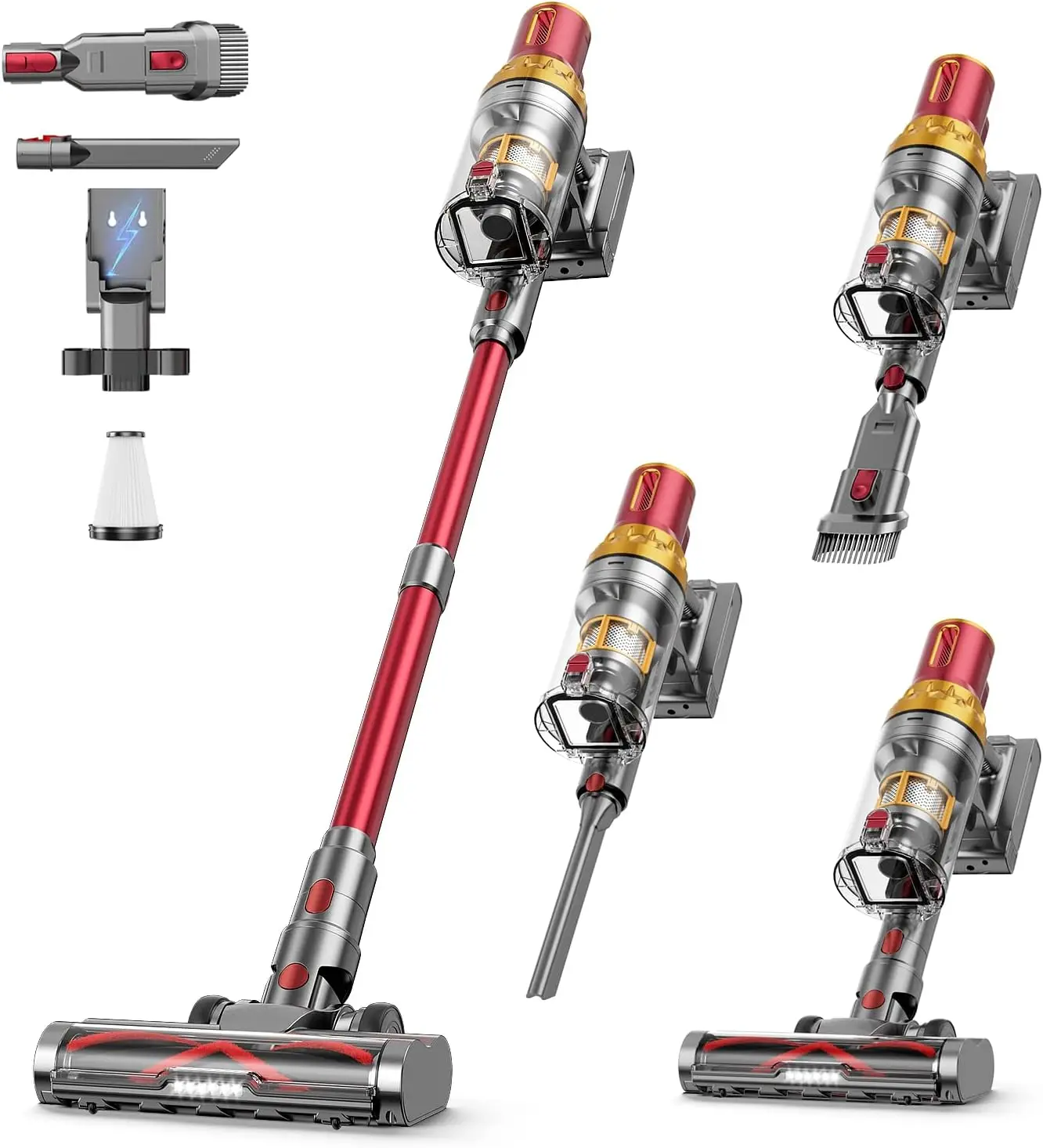 

Cordless Vacuum Cleaner 580W 48Kpa, 65Min Runtime, Self-Standing Stick Vacuum for Hard Floors, Carpets, Pet Hair, Low Noise, Rec