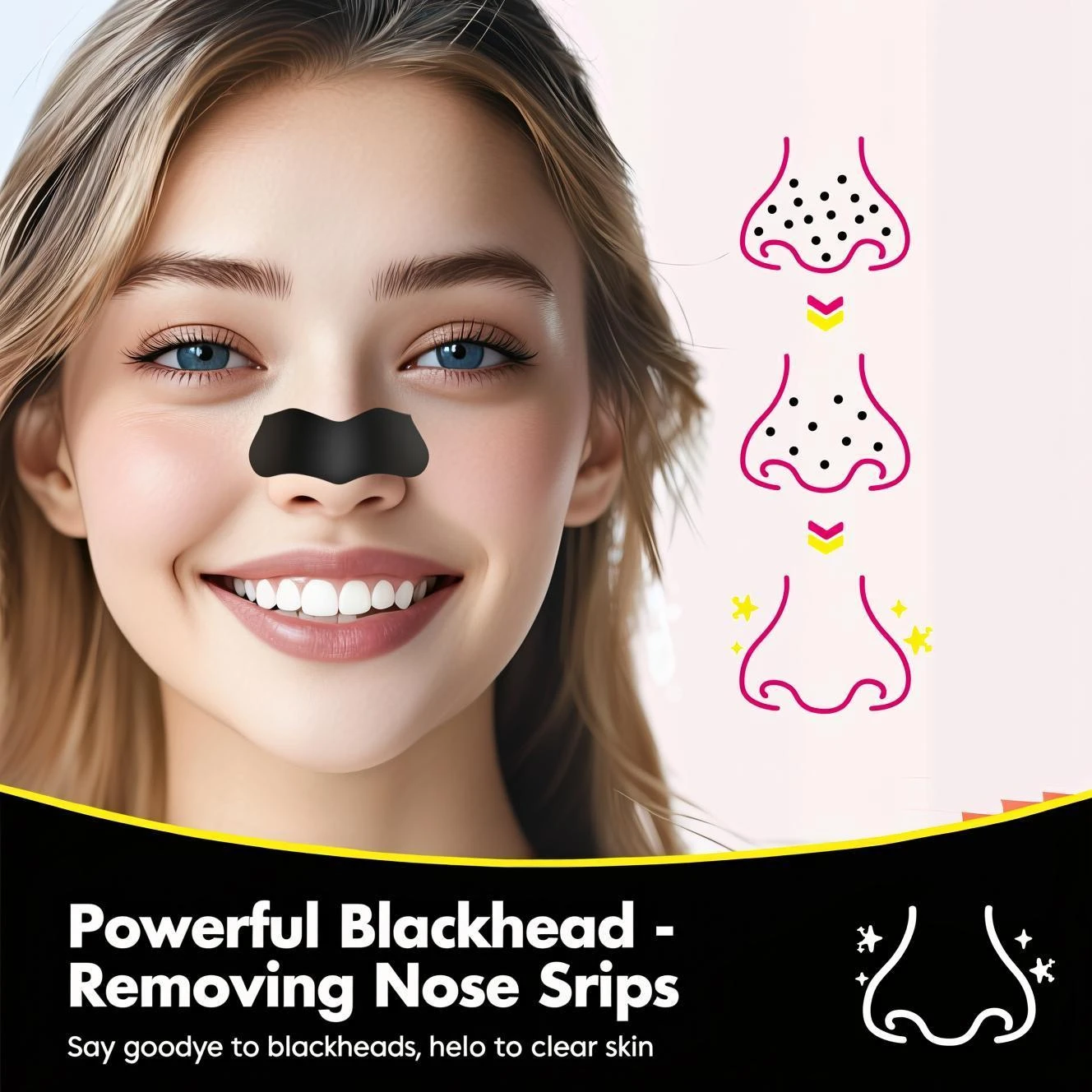 Strisce per pori del naso da 3 pezzi con nocciola di streghe: pulizia profonda, rimozione dei punti neri, controllo dell'olio e raffinazione dei pori per una pelle liscia e pulita