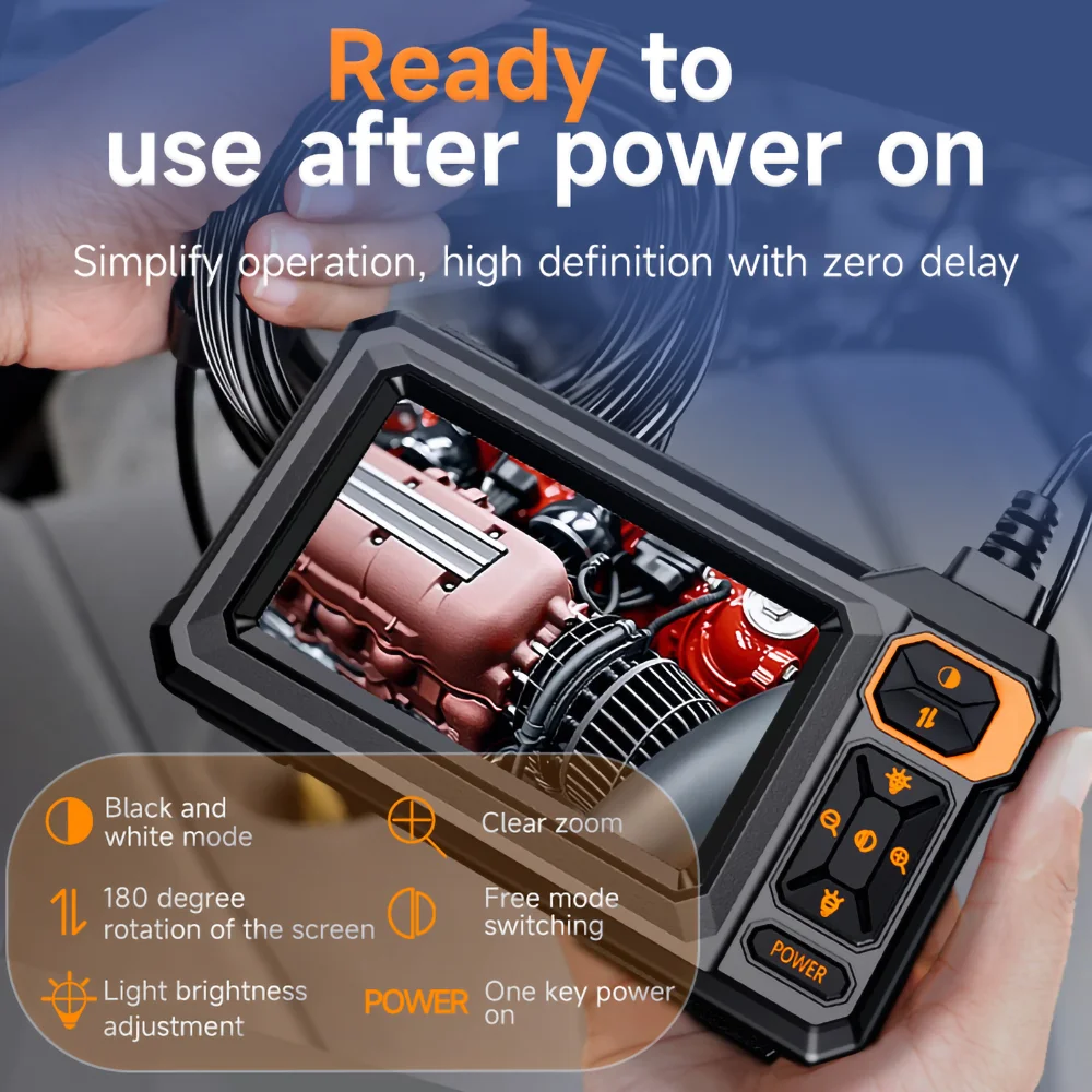 GVDA Endoscope Camera Industrial 4.3inch IPS Screen Sewer Pipe Inspection Camera for Car Repair IP67 Waterproof Probe Borescope