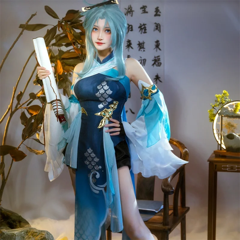 

Game Genshin Impact Madame Ping Cosplay Costume Women Dress Halloween Party Suit