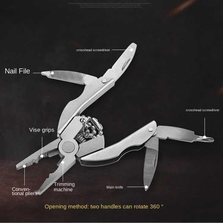 Imagem -06 - Portátil de Outdoor Multitool Alicates Faca Chaveiro Chave de Fenda Multi Ferramentas Mini Alicates Multi Ferramenta Aço Inoxidável