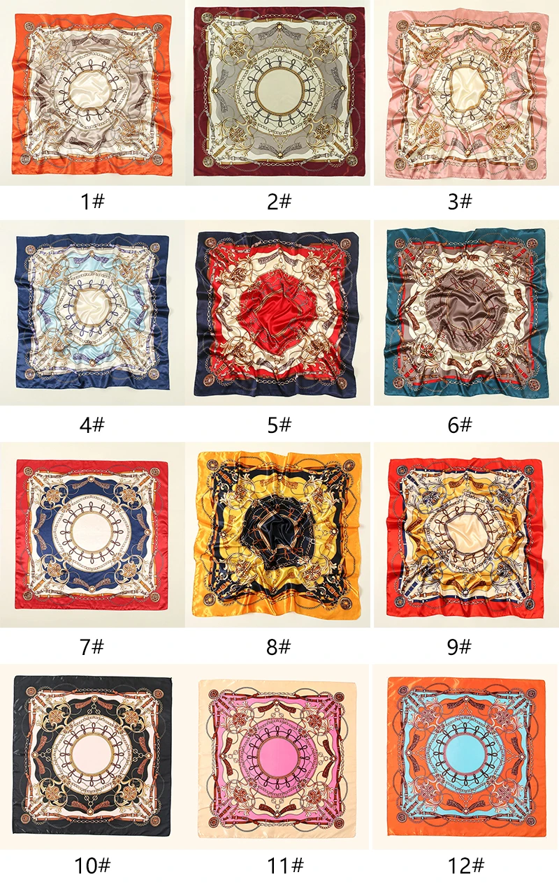 Cachecol de seda vintage para mulheres, headwraps Four Seasons, hijab, bandana foulard, lenço feminino, nova moda, 90x90cm