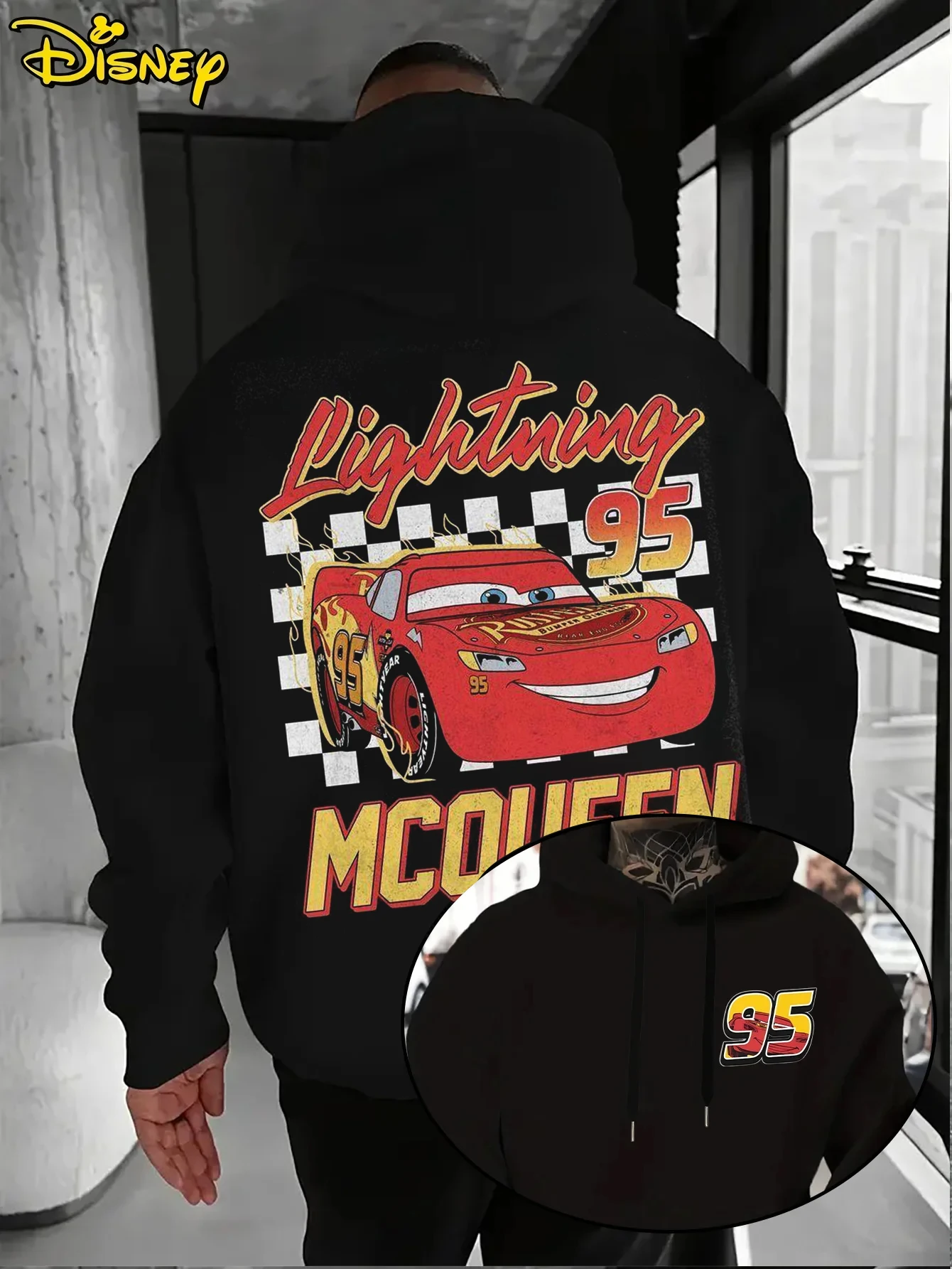 2025 Disney Cars Lightning McQueen Sudadera con capucha Sudadera con capucha suelta Regalo de cumpleaños para fanáticos de los coches de Disney Pixar Tops Ropa