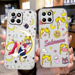 Sailors Moons Rabbit Girl Cat for Honor X6a 5G X8a X8 4G X6 70 Lite Phone Case Anime Silicone Soft Transparent Clear Back Cover