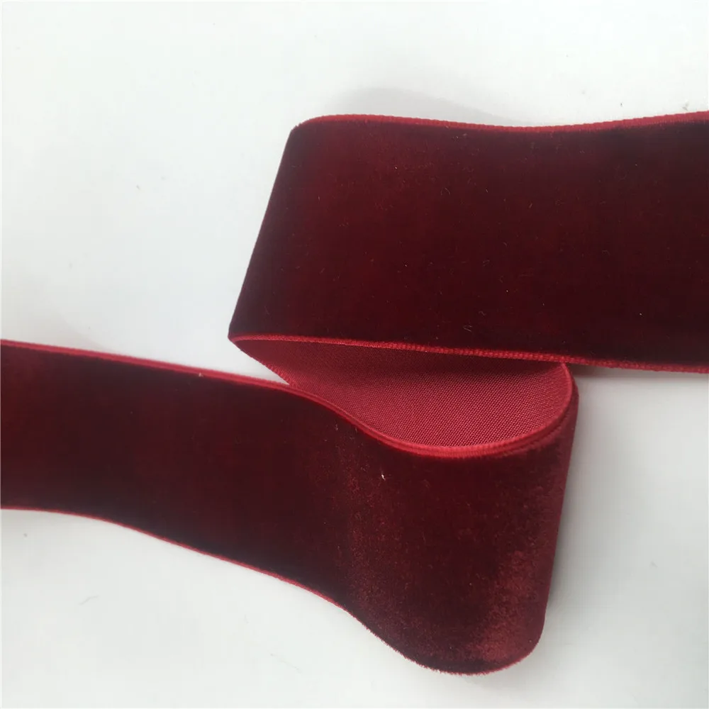 38mm Wine Velvet Ribbon Single Face Wedding Party Decoration Handmade Ribbon Gift Wrapping Hair Bowknot DIY Christmas Inelastic