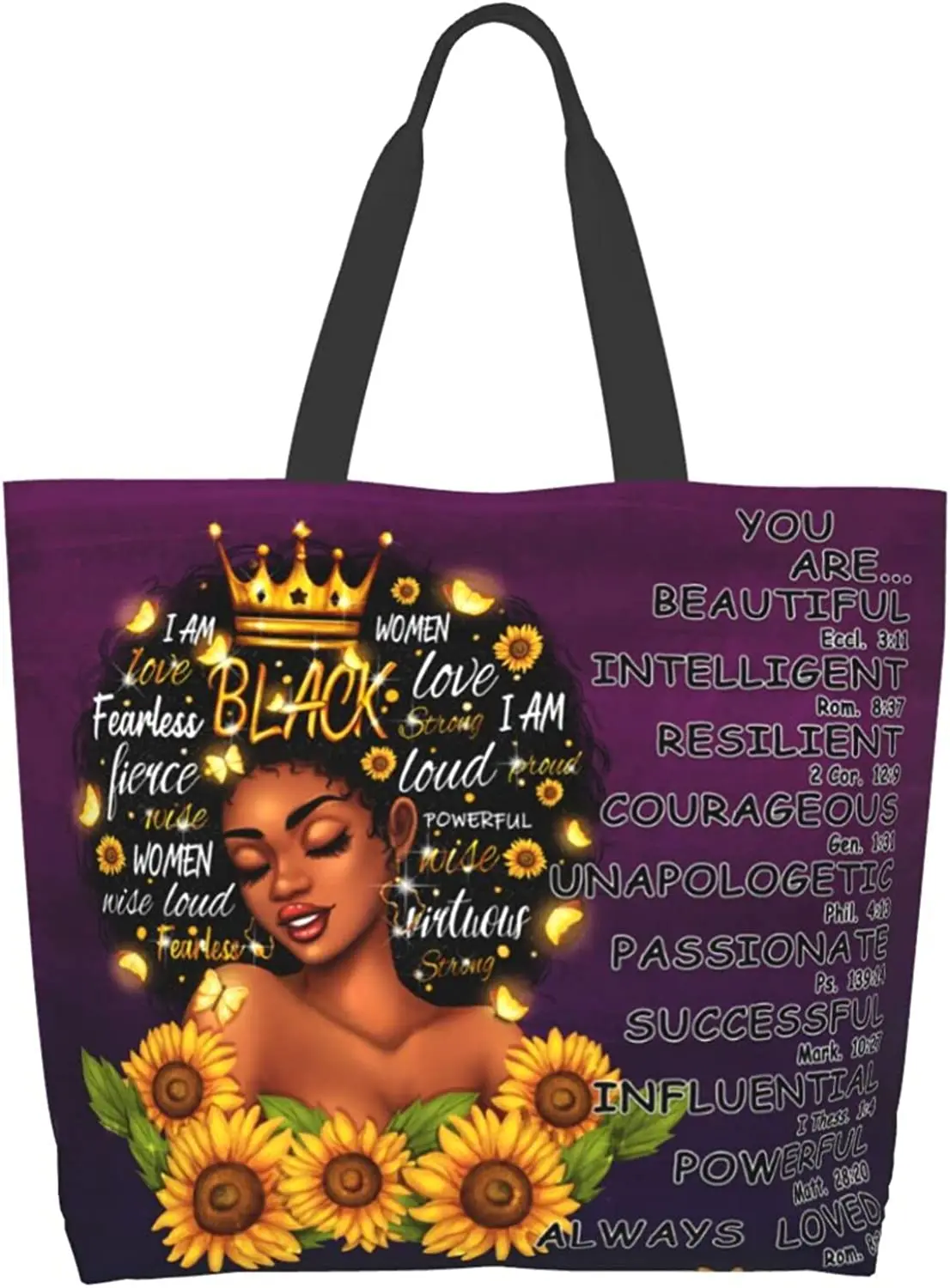 Women Tote Bags African American Woman Shoulder Bag Afro Black Girl Magic Satchel Handbags For Shopping,Work,Grocery,Gym