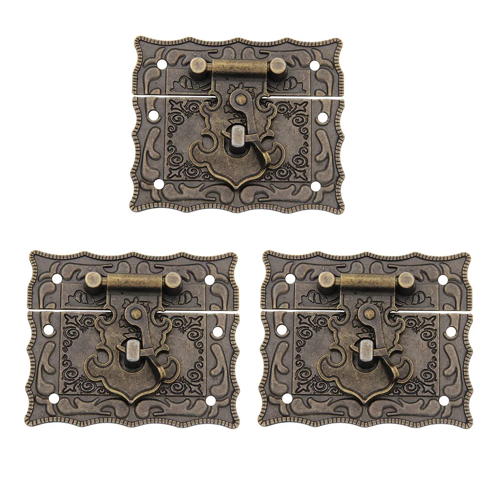 Heavy Duty Wine Bottle Buckle Latch Set – 3pcs Zinc Alloy Retro Cabinet Door Storage Box Furniture Accessory