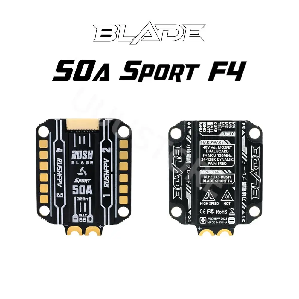 

RUSHFPV BLADE 50A Sport F4 BLHELI32 128K 4in1 ESC 3-6S LIPO for FPV Freestyle