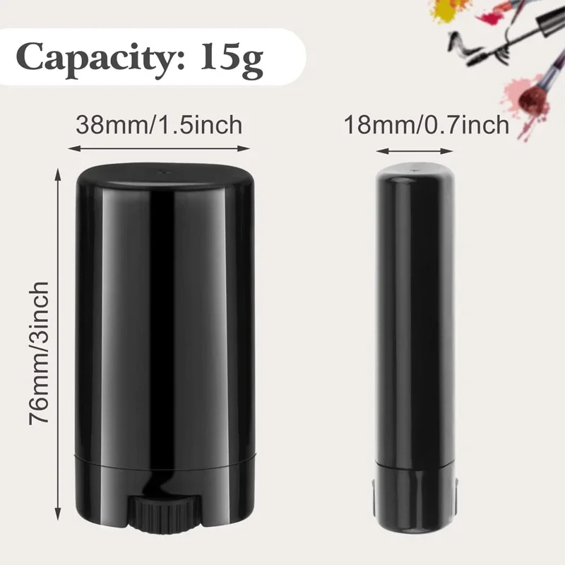 10Items Empty 15g Oval Flat Makeup Lipstick Tube Bottles Deodorant Containers Portable Travel Sample Bottles For DIY Deodorant view 3