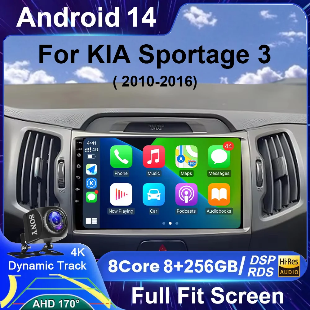 

Автомагнитола на Android 14 для KIA Sportage 3 2010-2016, мультимедийный видеоплеер с навигацией, беспроводной GPS стерео Carplay 4G, головное устройство