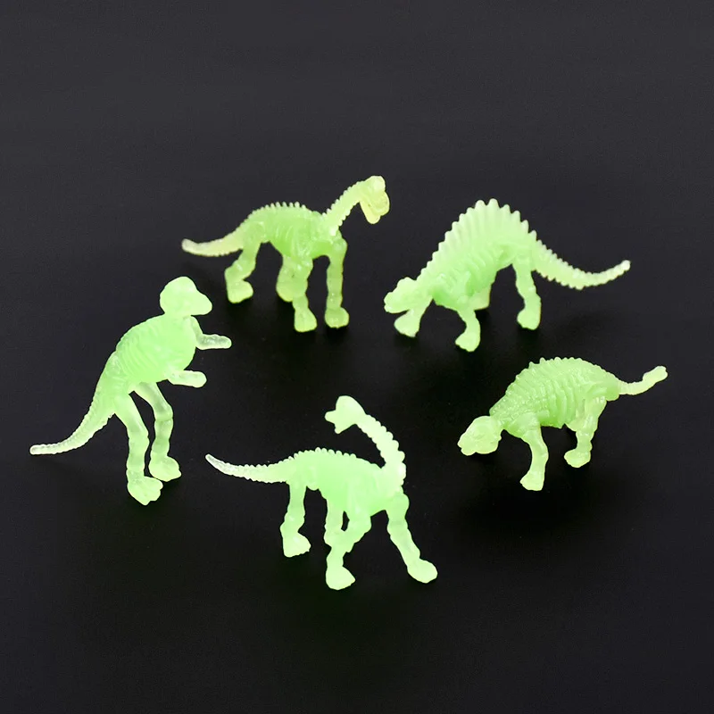 12Pcs/bag Jurassic World Noctilucent Glow In The Dark Dinosaur Simulation Small Dinosaur Model Decoration Kids Birthday Gift Toy