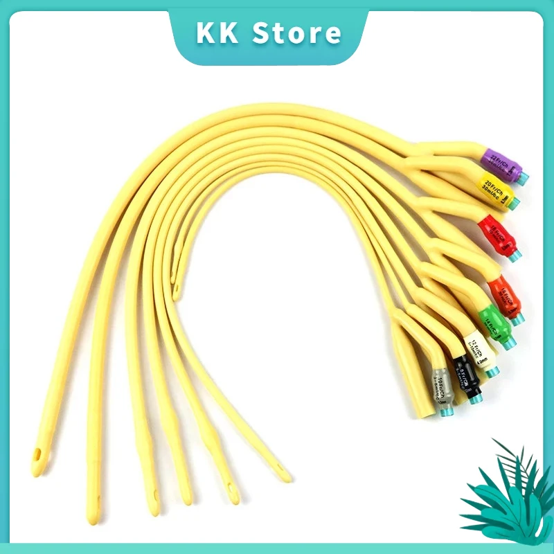 12pcs/lot 2 way Latex foley catheter silicone coated with Plastic Valve Female urethral catheter For disabled incontinence
