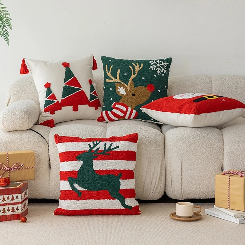 Christmas Throw Pillow and Slipcover Pillow Cover Soft Touching for Living Room and Office Chair Back A0KC