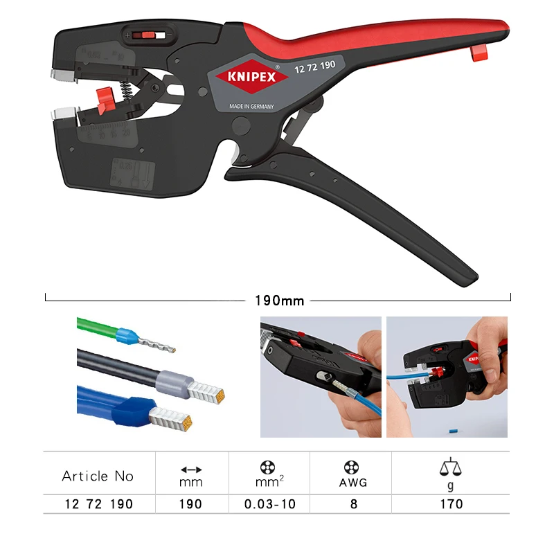 KNIPEX 12 72 190 NexStrip Multi-Tool for Electricians Automatic Wire Stripper Knipex Hand Tools 1272190