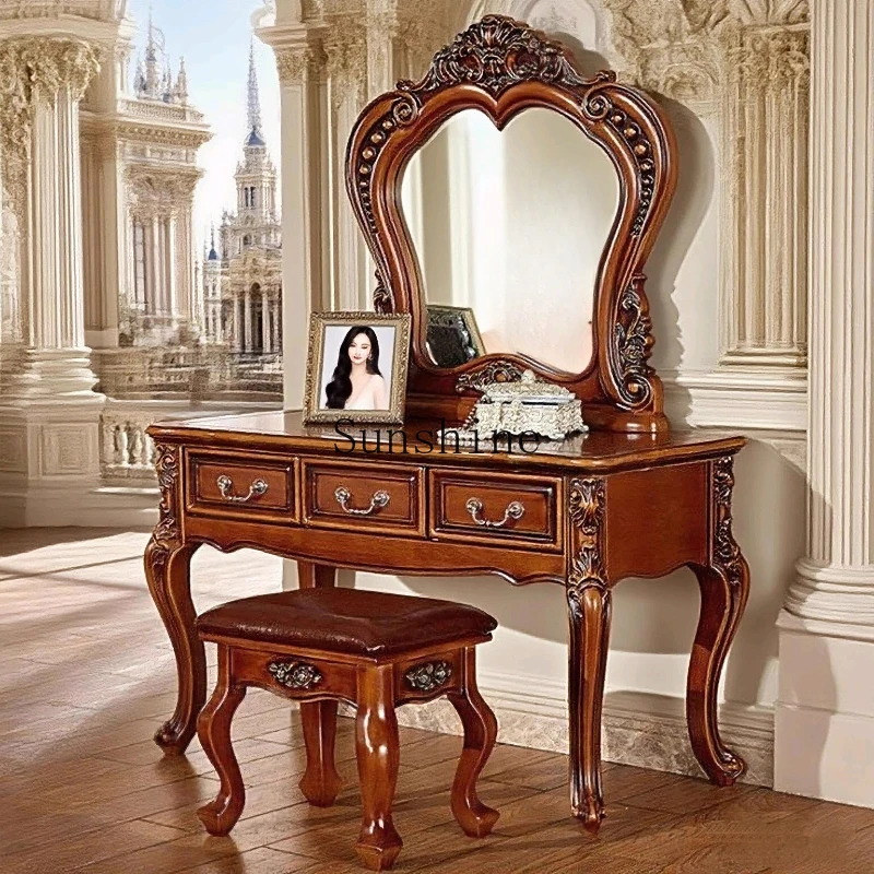 

French retro all solid wood light luxury bedroom luxury storage solid wood dresser