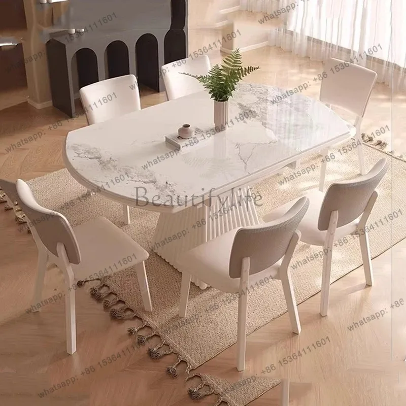 LJY Organizer White Dinner Table Modern Unique Party Wooden Salon Dining Table Luxury Space Saving Mesa De Jantar Home Furniture