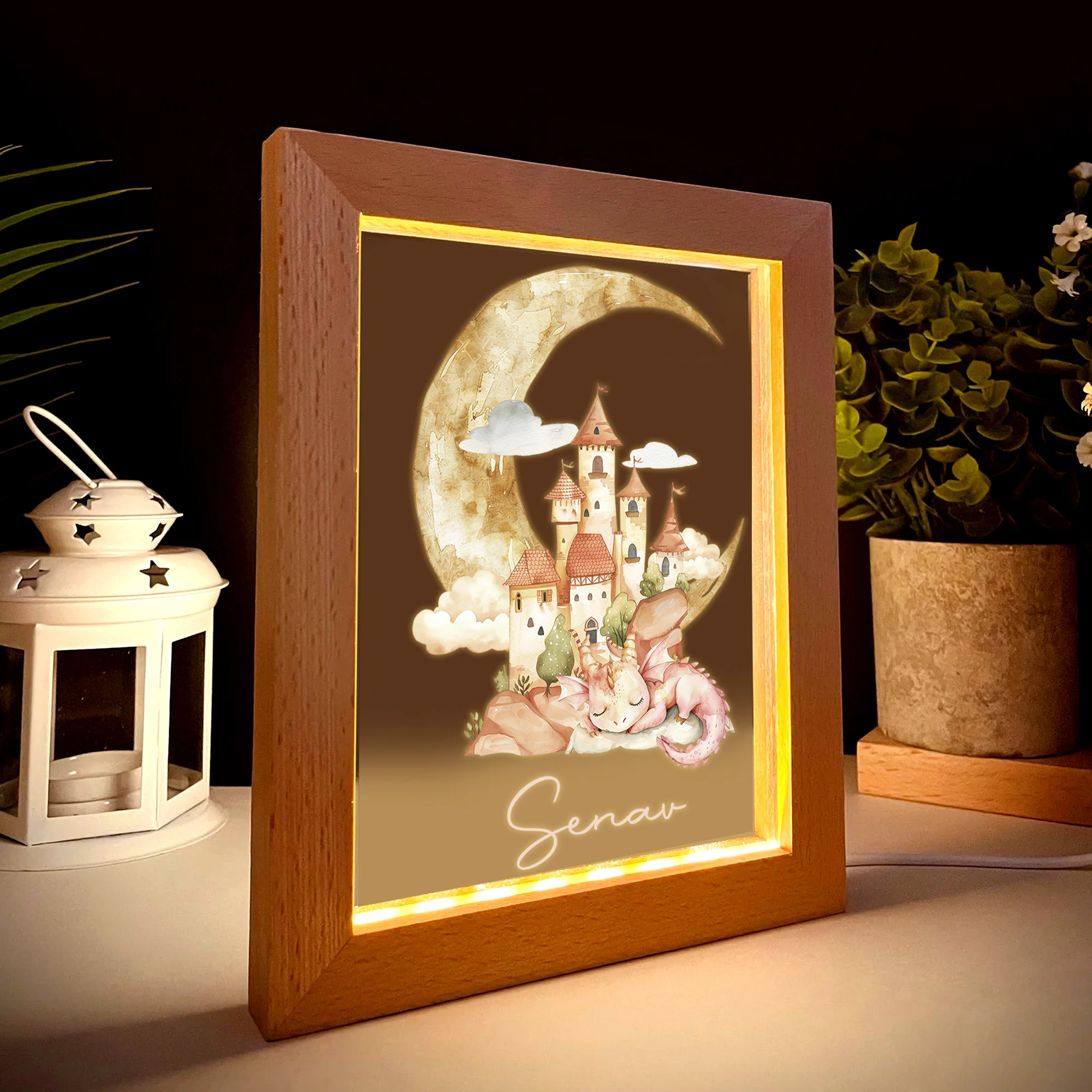 تخصيص اسم القلعة LED إطار الصورة للرؤية الليلية هدية شخصية الأسرة غرفة المعيشة غرفة نوم غرفة الطعام ديكور المنزل