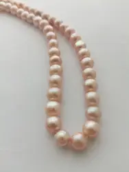 Real Photo 18“ AAAA++ Japanese Akoya 9-10mm Pink Pearl Necklace 14K Yellow Gold clasp