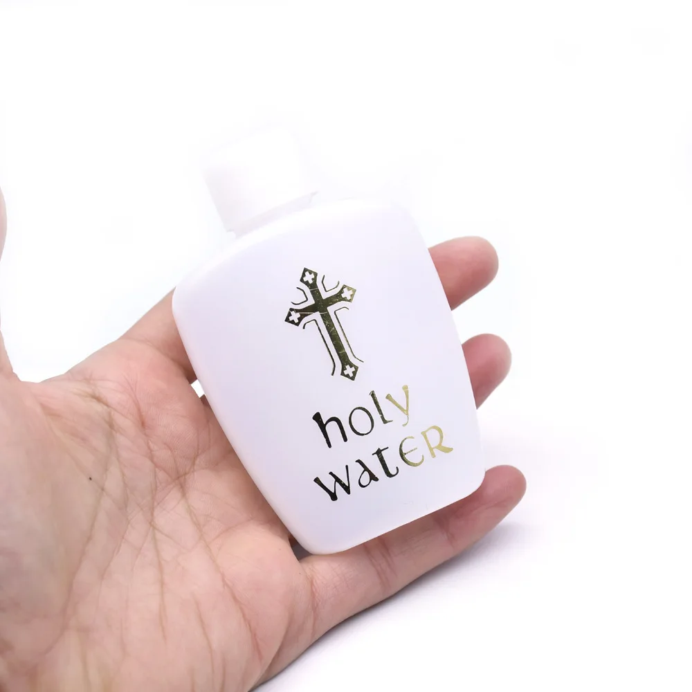 60/100/200 مللي زجاجة ماء بلاستيكية لعيد الفصح مقالات دينية زجاجة مياه عيد الفصح المقدسة مع شعار حجب الذهب المياه المقدسة #4