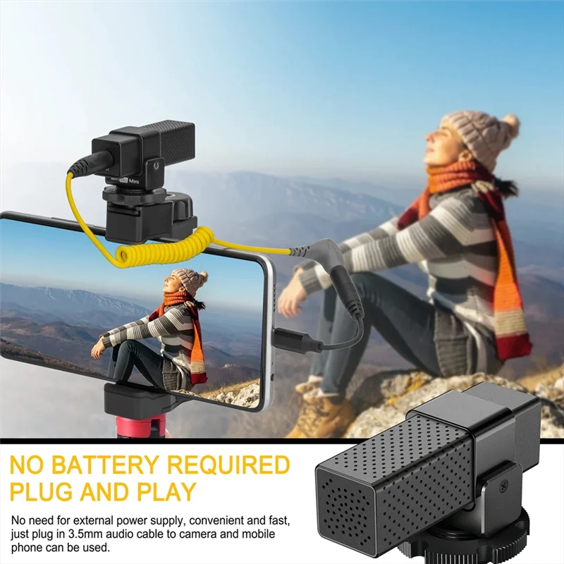 -A89Z ميكروفون بندقية صغير لهاتف Iphone لكاميرات Gopro/Canon Nikon مع حامل للصدمات لمدونات الفيديو على اليوتيوب