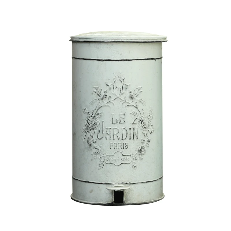 Cubo de basura de Metal antiguo para exteriores, cesta de residuos Rural, taberna, redondo, adecuado para cocina, jardín, granja