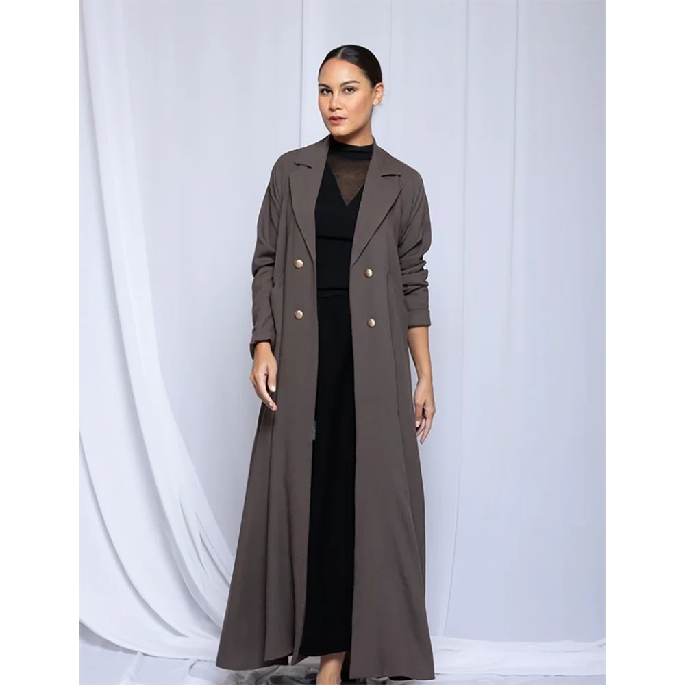 Simple Solid Color Double Breasted Women\'s Blazer One Piece Figure Flattering Casual Daily Female Jacket Lady Abaya