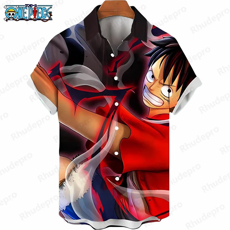 Herrenmode Einteiliges Hawaii-Hemd Sommer Aloha-Stil Bedruckt Kurzarm Lässige Anime-Kinderkleidung Strand-Urlaubshemd Oberteile