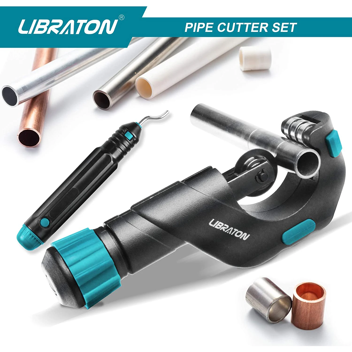 LIBRATON Copper Pipe Cutter, Tubing Cutter 4mm - 50mm Outer Diameter, Tube Cutter with Deburring Tool for Stainless Steel Tube