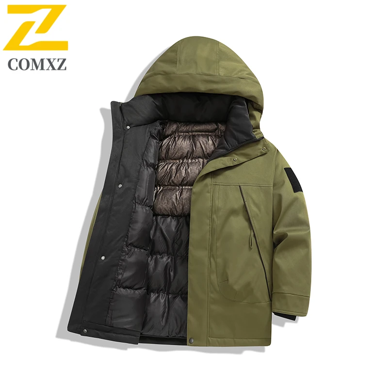

Мужская хлопковая куртка 2025, графеновая технология, утолщенная теплая водонепроницаемая рабочая одежда, парка с капюшоном, уличная повседневная хлопковая куртка на молнии
