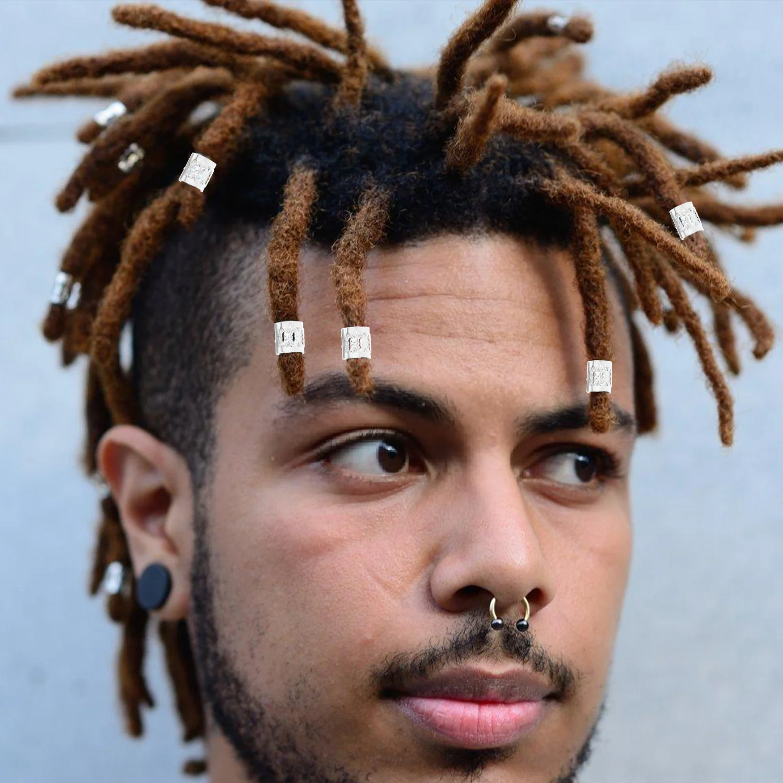 

300pcs Hair Rings for Braids Dreadlock Beads Hollow Braid Buckle Pendants Accessories Silver Jewels Iron Wedding Party