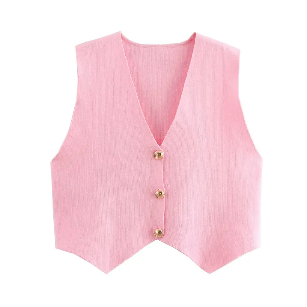 

Women's V-neck Sleeveless Short Knitted Vest European And American Style High Street Trend Autumn Fashion