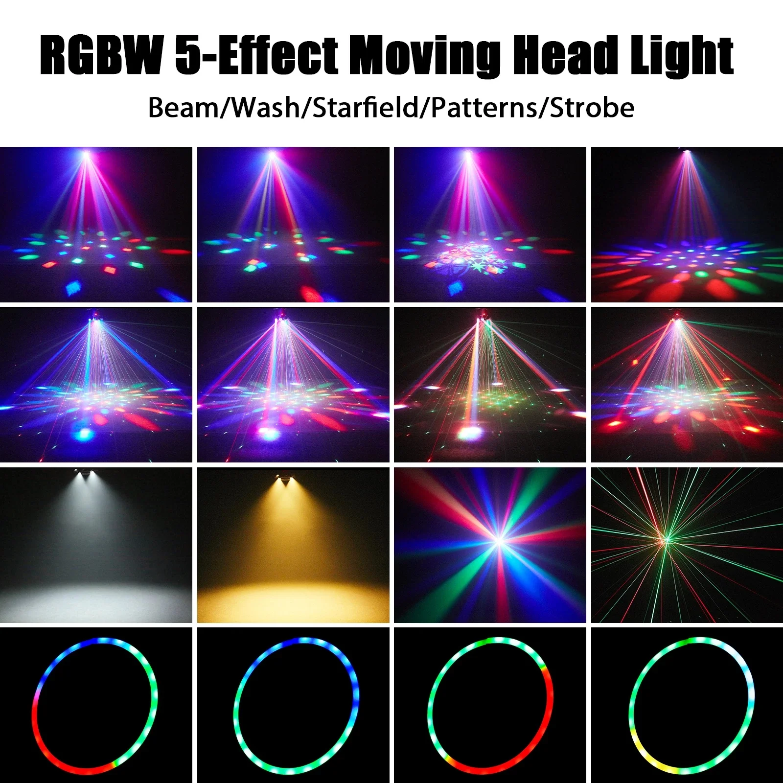 Luz de Palco DMX 10X15W RGBW com 6 Cabeças Móveis, Luz de Feixe RGBW 4IN1, Luz de Feixe RGB Rotativa para Discoteca, Festa e Bar