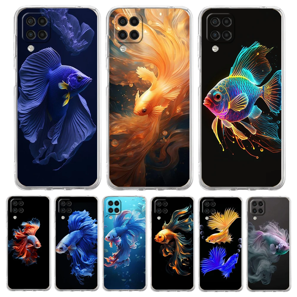 Cute Fish Phone Case for Samsung Galaxy A13 A22 A32 A52 A53 A72 A51 A71 A11 A31 A41 A21S 5G Transparent Silicone Shell Capas Bag