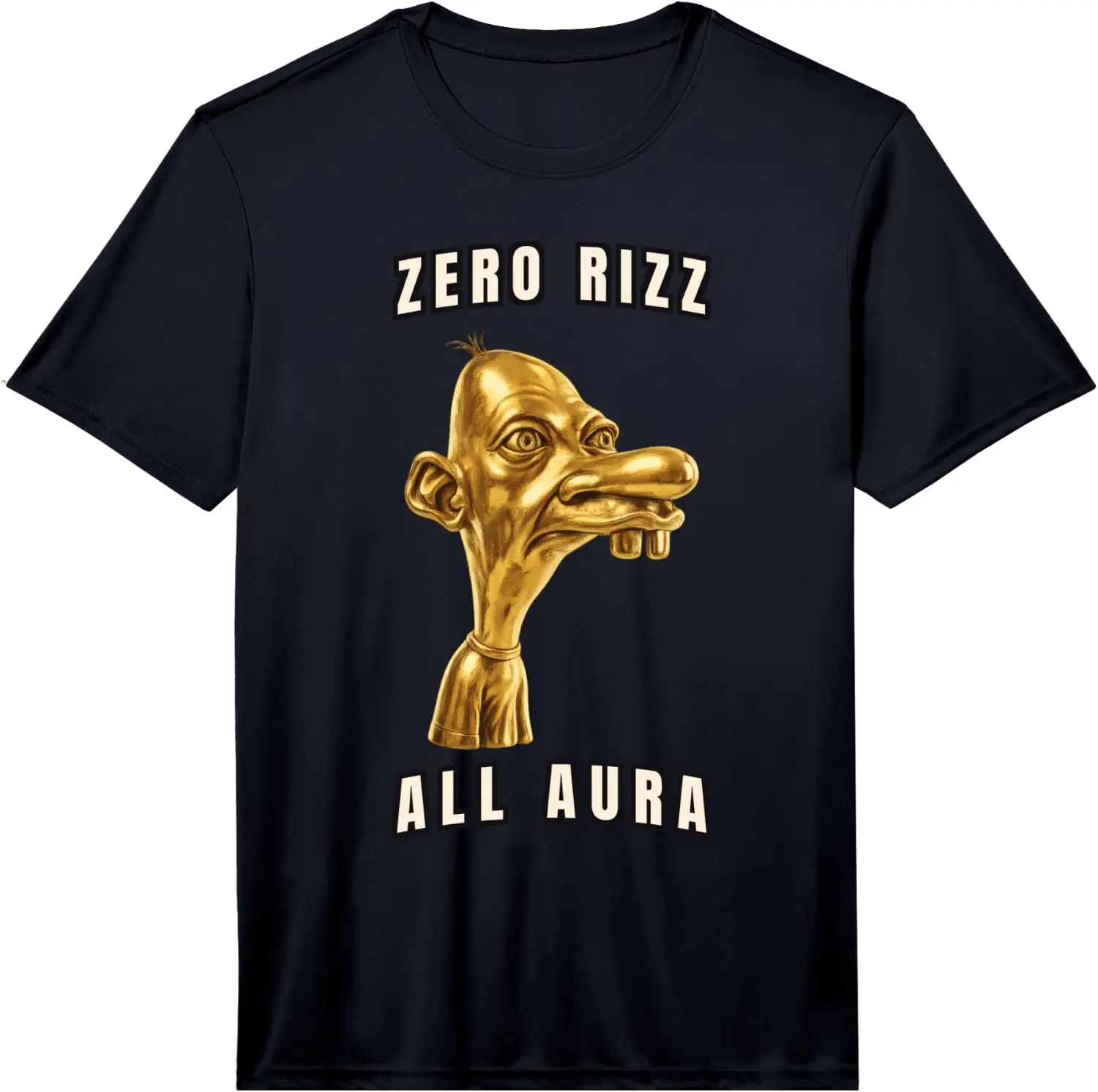 Zero Rizz All Aura Neegy Meme Performance T-Shirt Vintage Style Graphic T‑Shirt, Retro Tee, 100% Cotton Soft Lightweight Crew Neck Unisex Casual Short Sleeve Tops For Men Women Daily Wear
